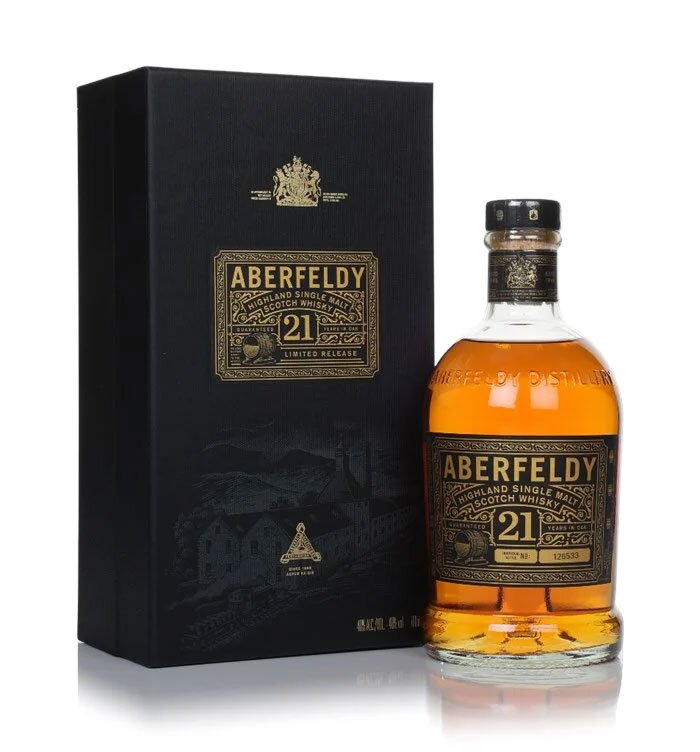A bottle of Aberfeldy 21 Year Old.