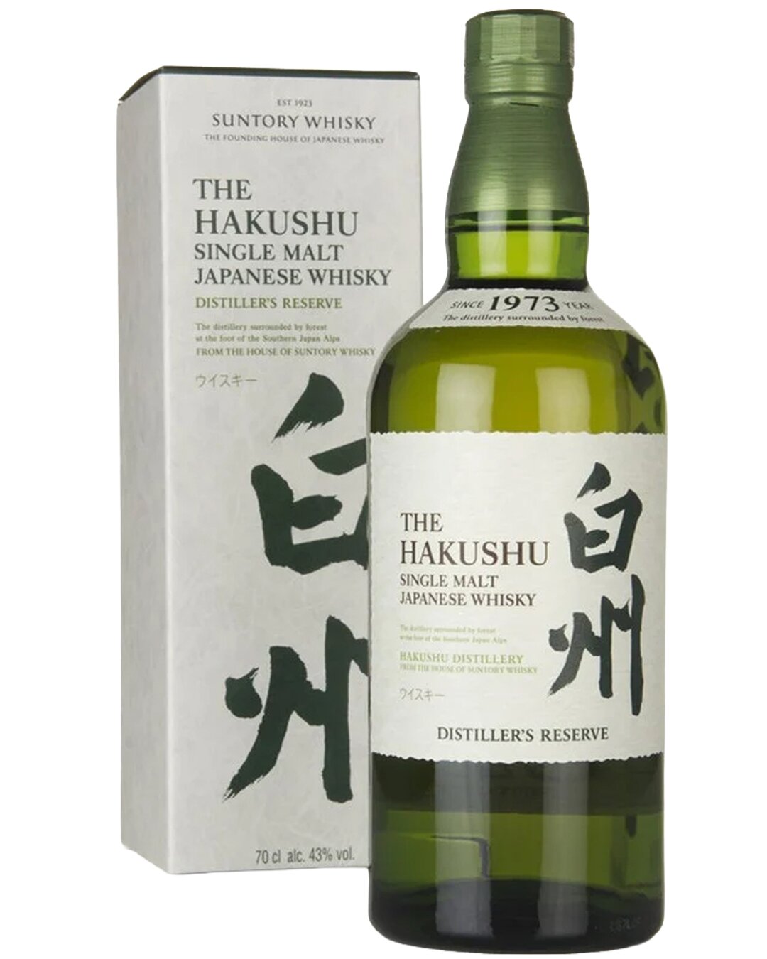 A bottle of Hakushu Distillers Reserve Whisky