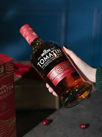 A bottle of Tomatin 12 Year old sherry cask