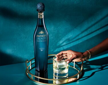 A bottle of Patrón El Alto Tequila.