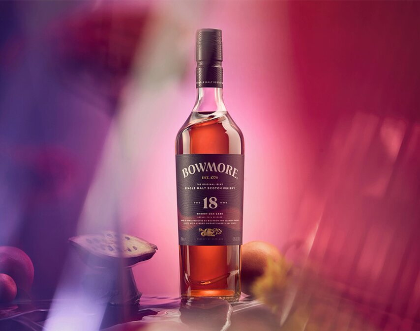 A bottle of Bowmore 18 Year Old Sherry Oak