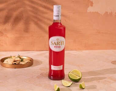 A bottle of Sarti Rosa.