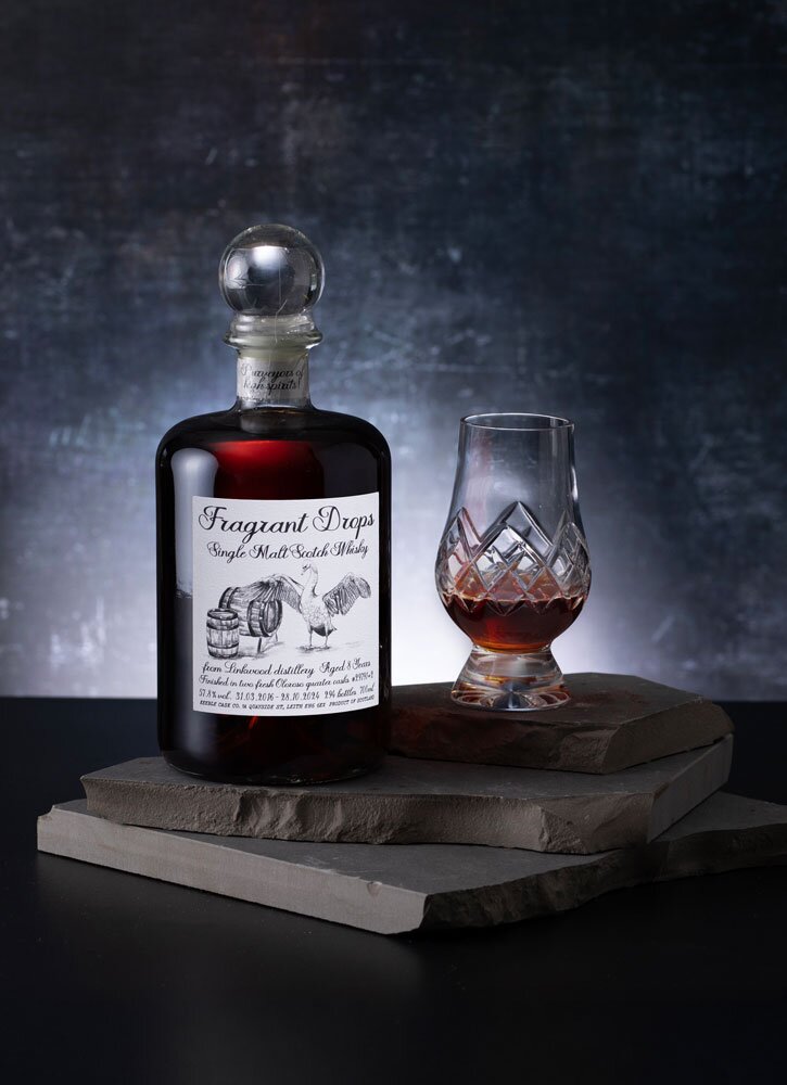 Ardmore Master of Malt Single Cask whisky bottle with glass