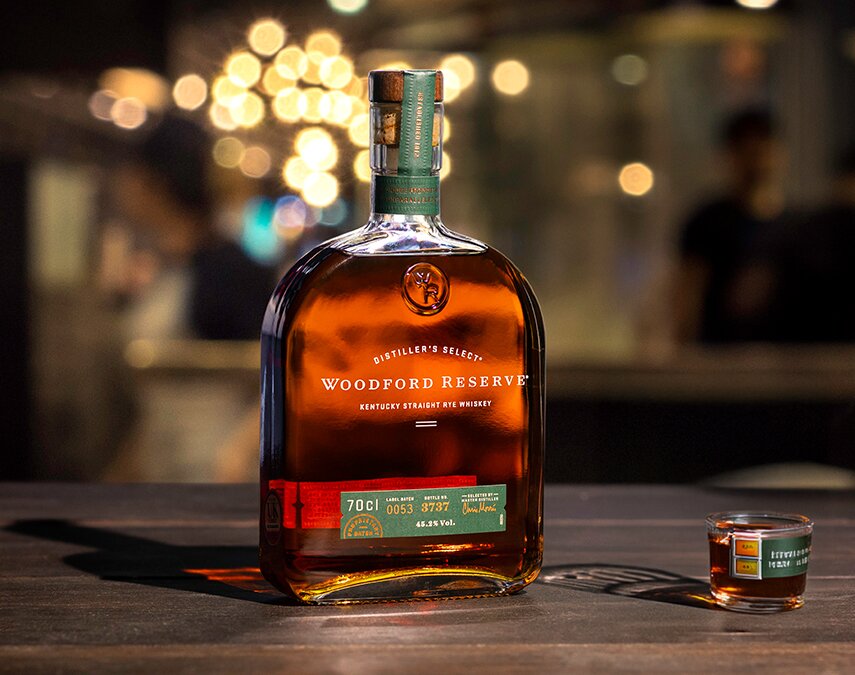 A bottle of Woodford Reserve 
Kentucky Straight Rye