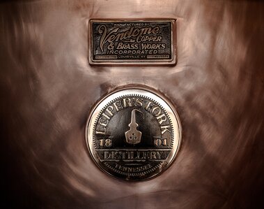 Leiper's Fork logo on copper still.