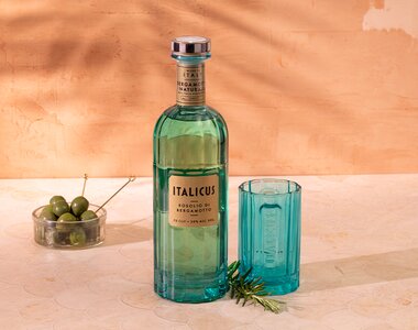 A bottle of Italicus Rosolio di Bergamotto.