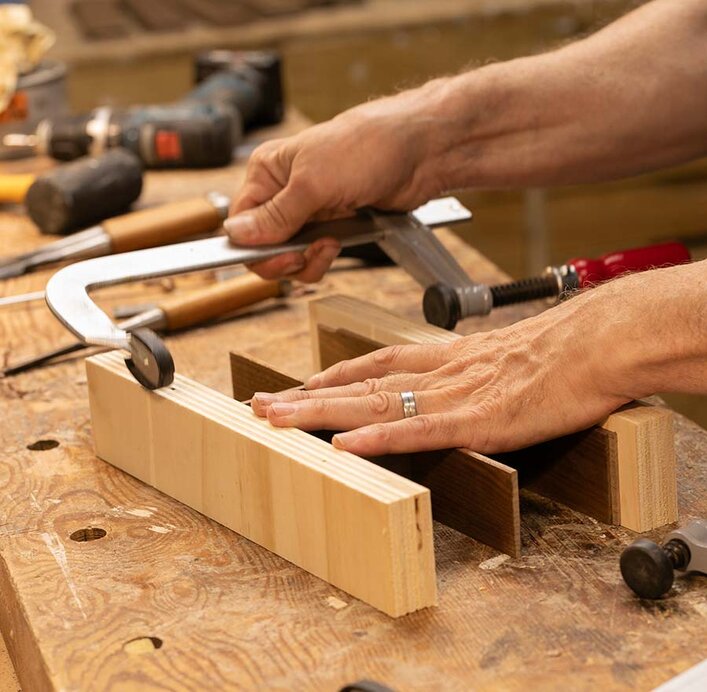 A shelf being built