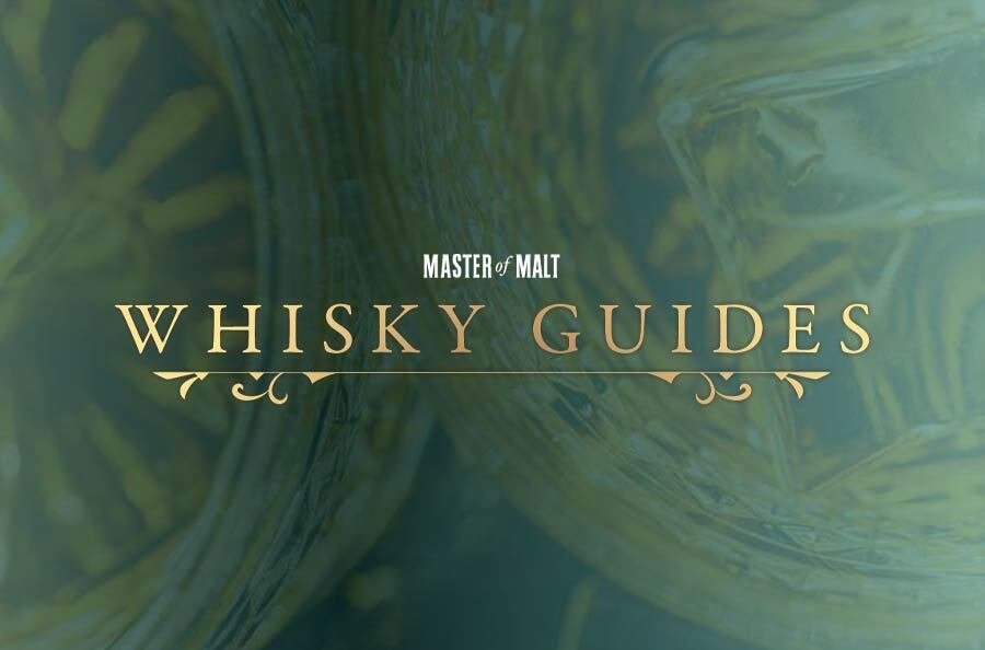 Whisky guides in golden writing on a green background