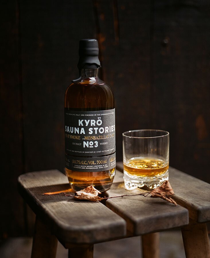 A bottle of Kyrö Sauna Stories No.3 Whisky.