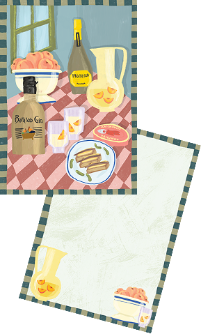 Bathtub Gin menu card illustrations