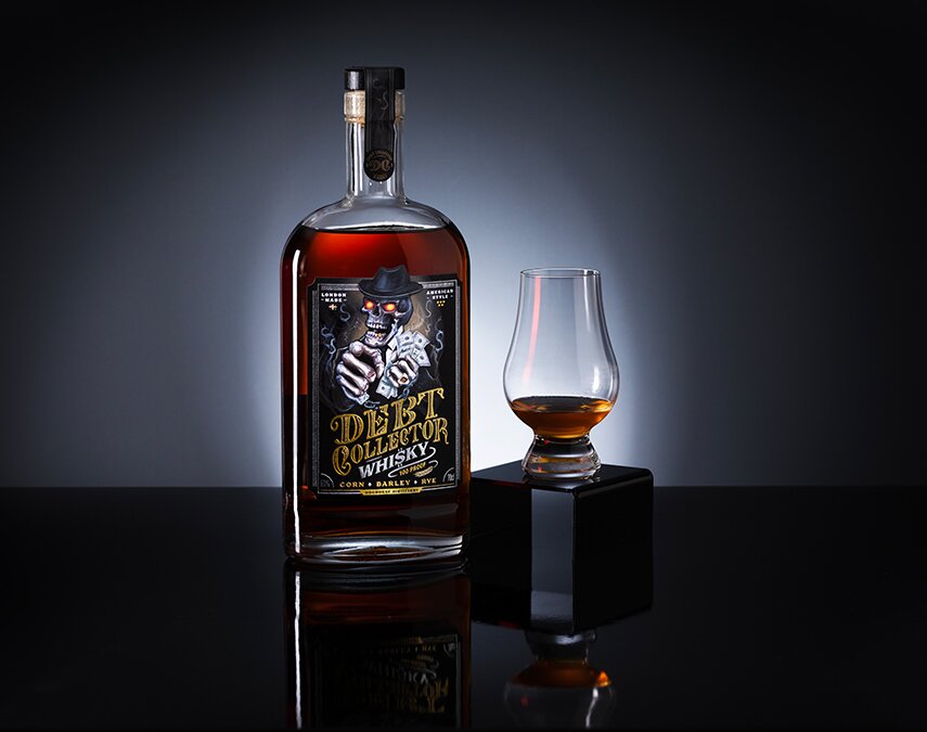 A bottle of Debt Collector Whisky