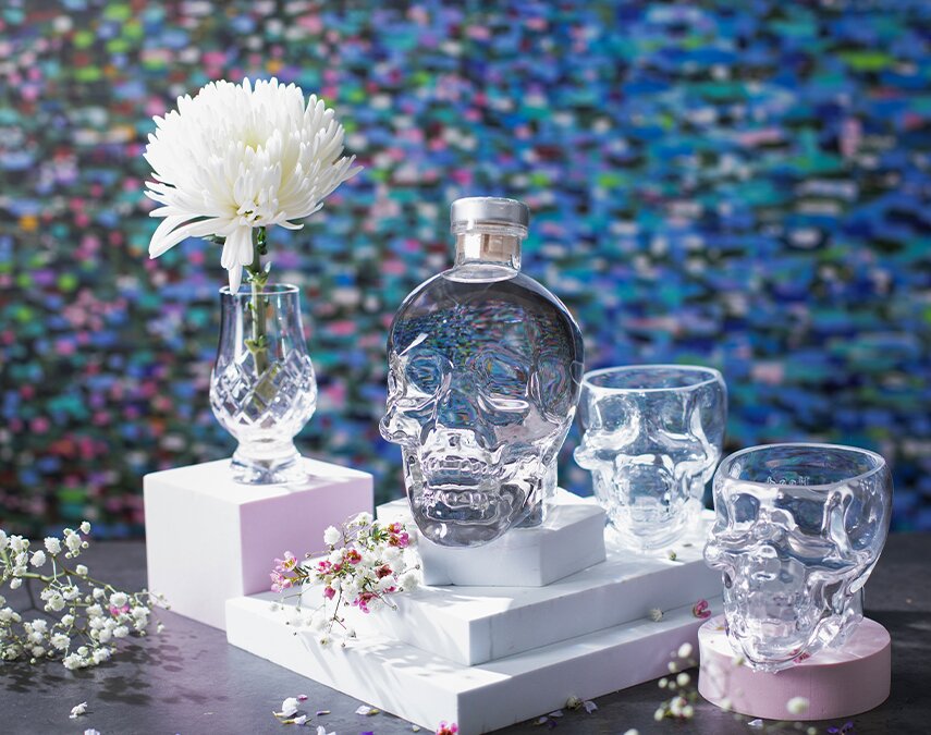 A Crystal Head Vodka Gift Set with 2x Skull Glasses.
