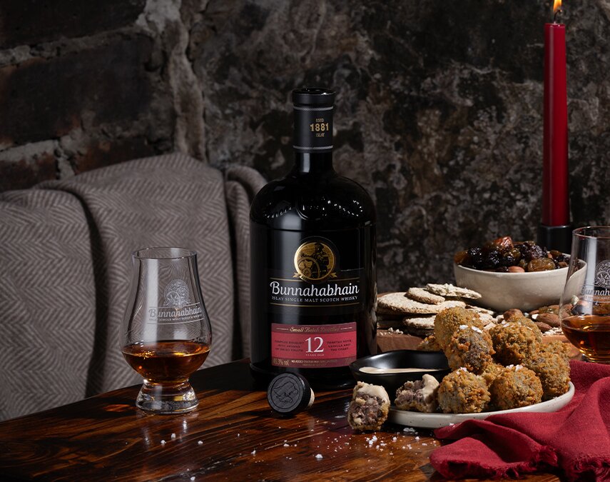 A bottle of Bunnahabhain 12 Year Old.