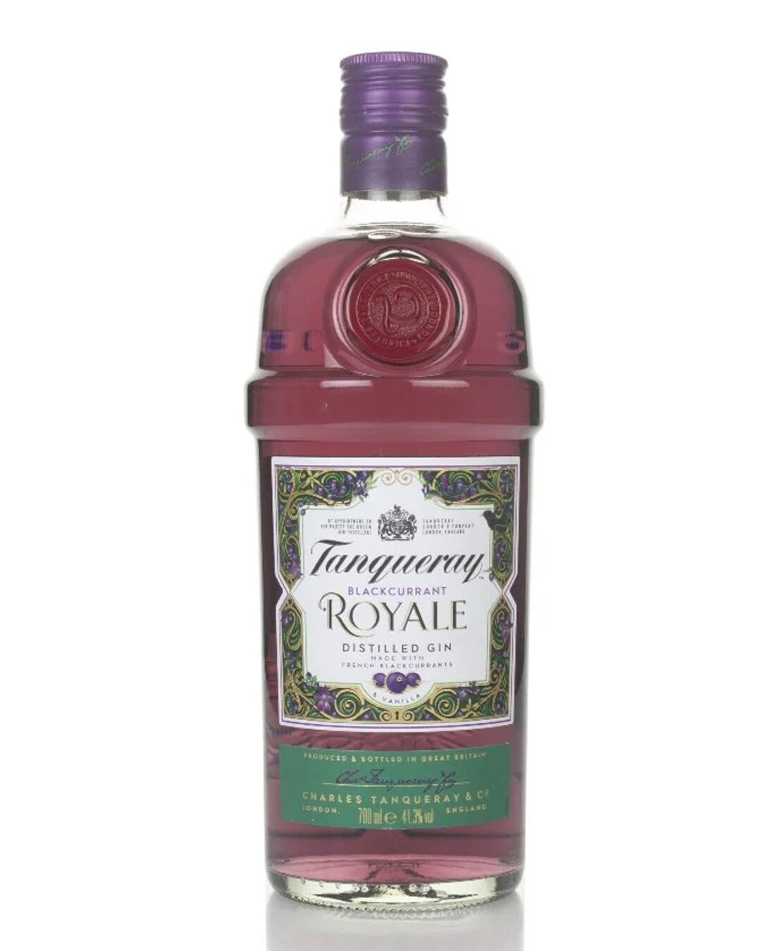 A bottle of Tanqueray Blackcurrant Royale Gin