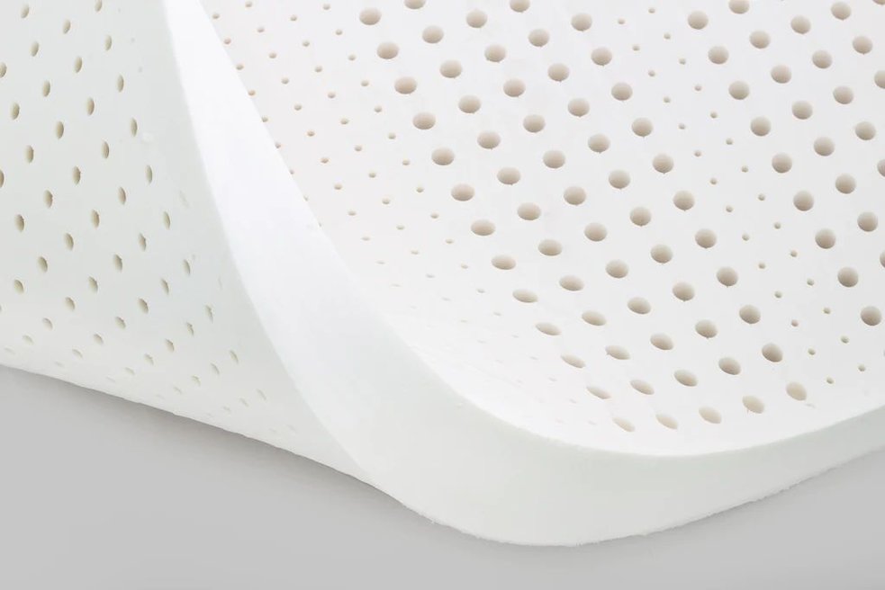 Sheet of hole-punched latex foam for a mattress