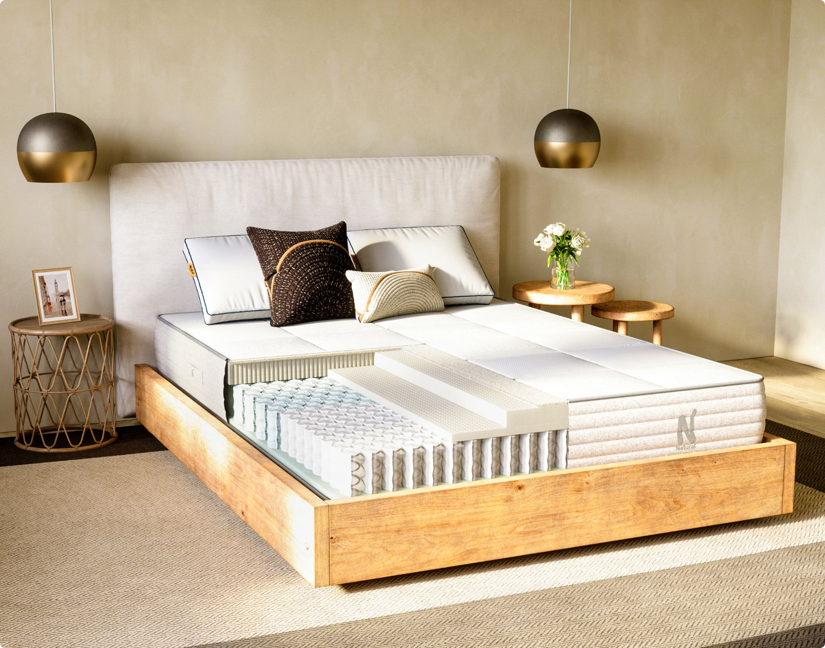 Nolah Natural mattress with internal layers exposed