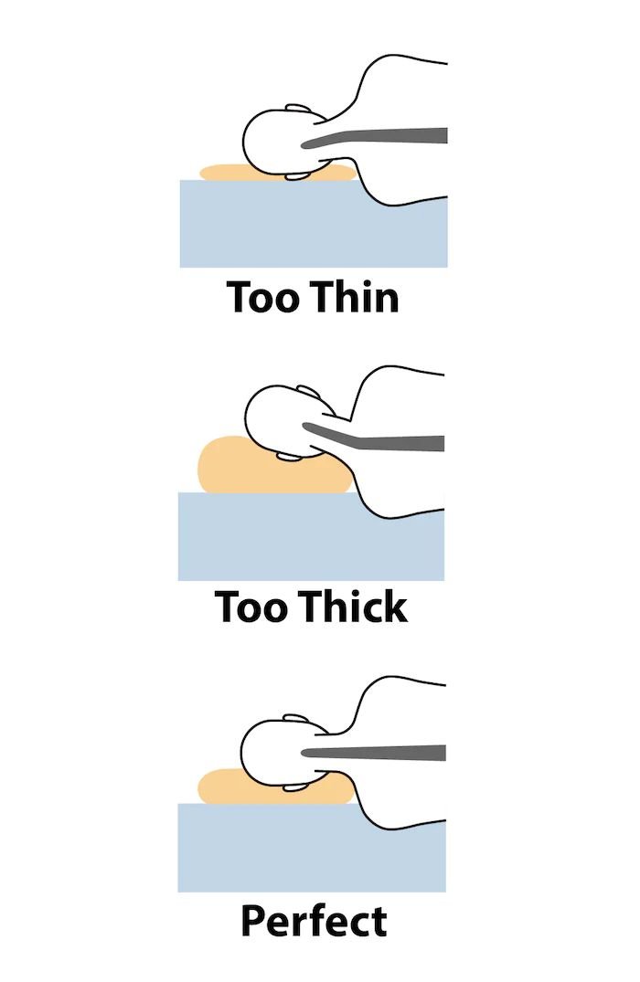 Illustration showing proper pillow height for neck support