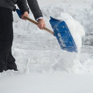 A person shoveling snow