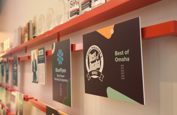 Fusion office awards wall