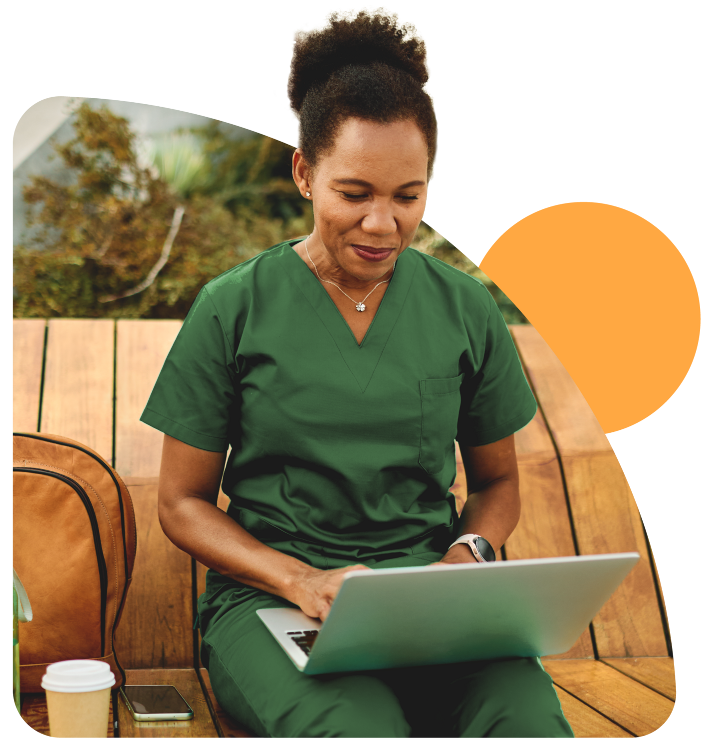 Travel healthcare professional with patient