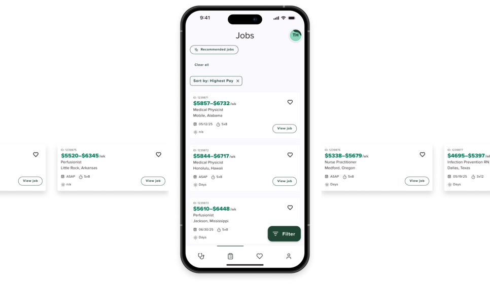 Fusion Medical Staffing App Jobs Feature
