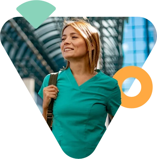 Travel healthcare professional with patient