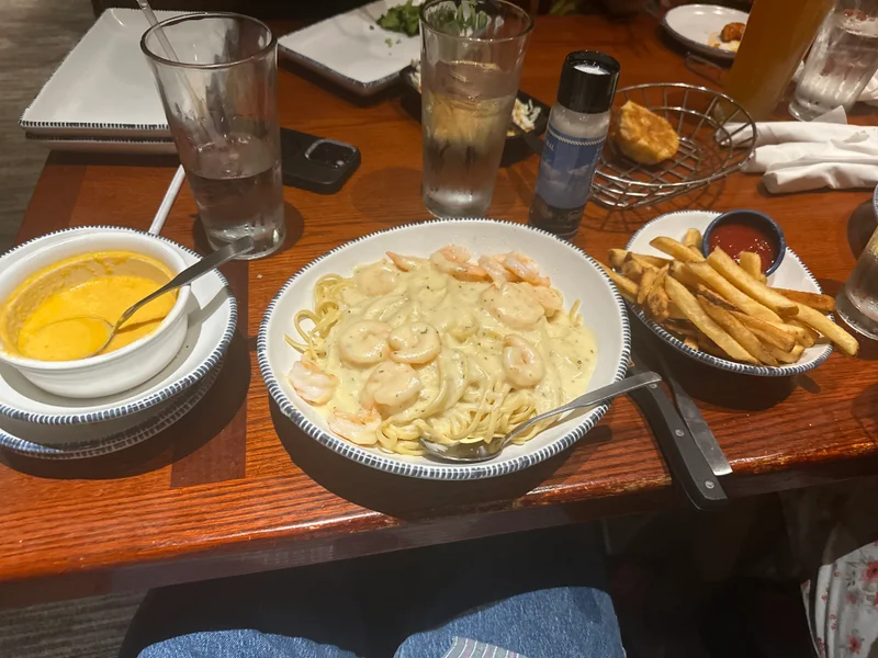 Shrimp pasta dinner