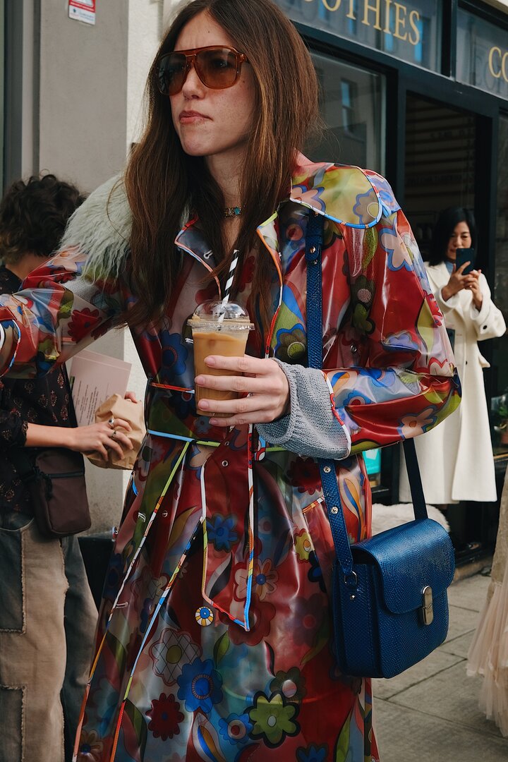 Mia Regan attending the Chopova Lowena Spring/Summer 2024 London Fashion Week show.