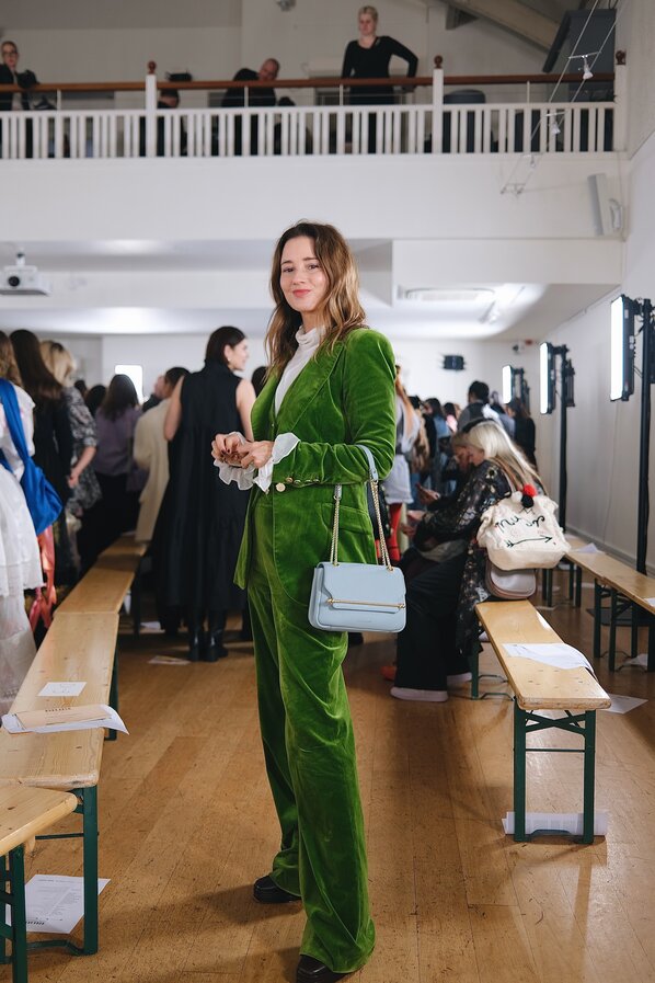 Guest attending the Chet Lo Spring/Summer London Fashion Week show.