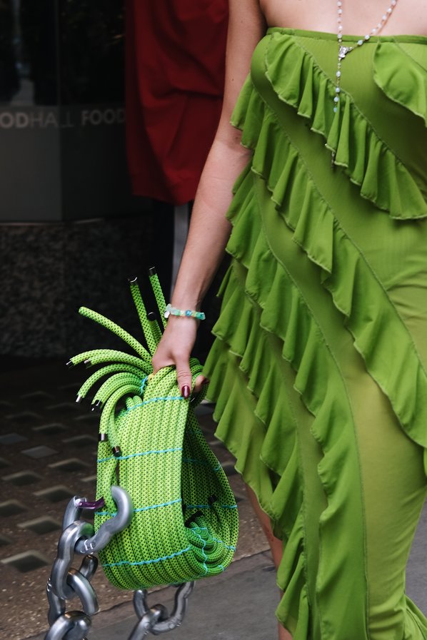 Guest attending the Chet Lo Spring/Summer London Fashion Week show.
