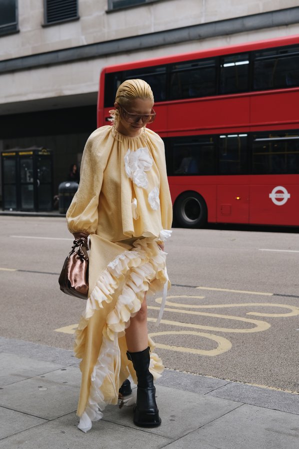 Fumina Tsuji attending the Chet Lo Spring/Summer London Fashion Week show.