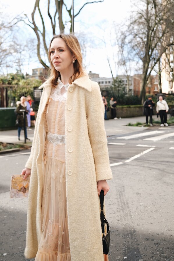 Magda Kaczmarska attending the Chopova Lowena Spring/Summer 2024 London Fashion Week show.