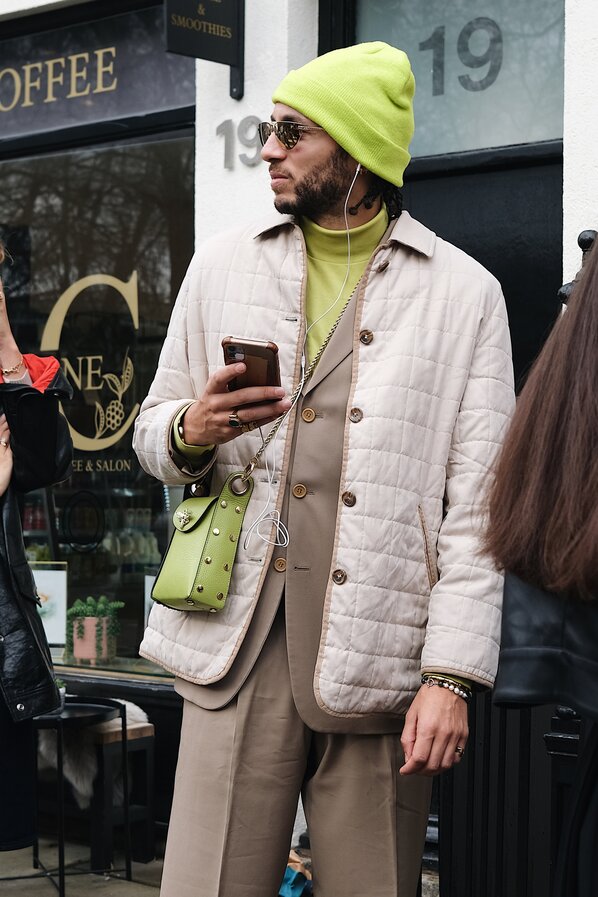 Guest attending the Chet Lo Spring/Summer London Fashion Week show.