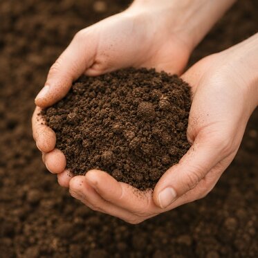 Hands holding Soil Image Displayed for Potting Soil Product Page Link