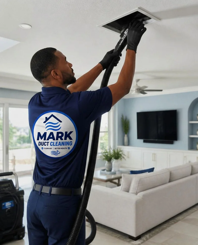 Mark Duct Cleaning technician working on ductwork