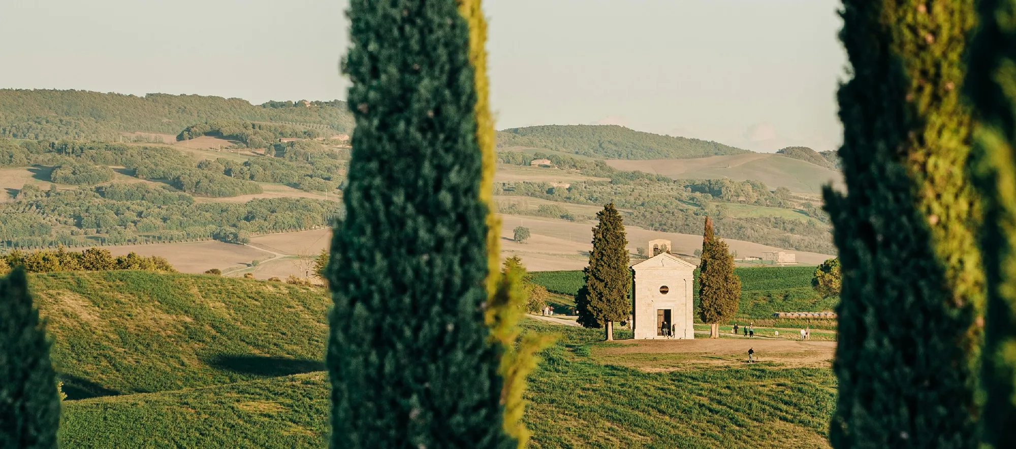 Photo of Italian landscape with a villa in the background