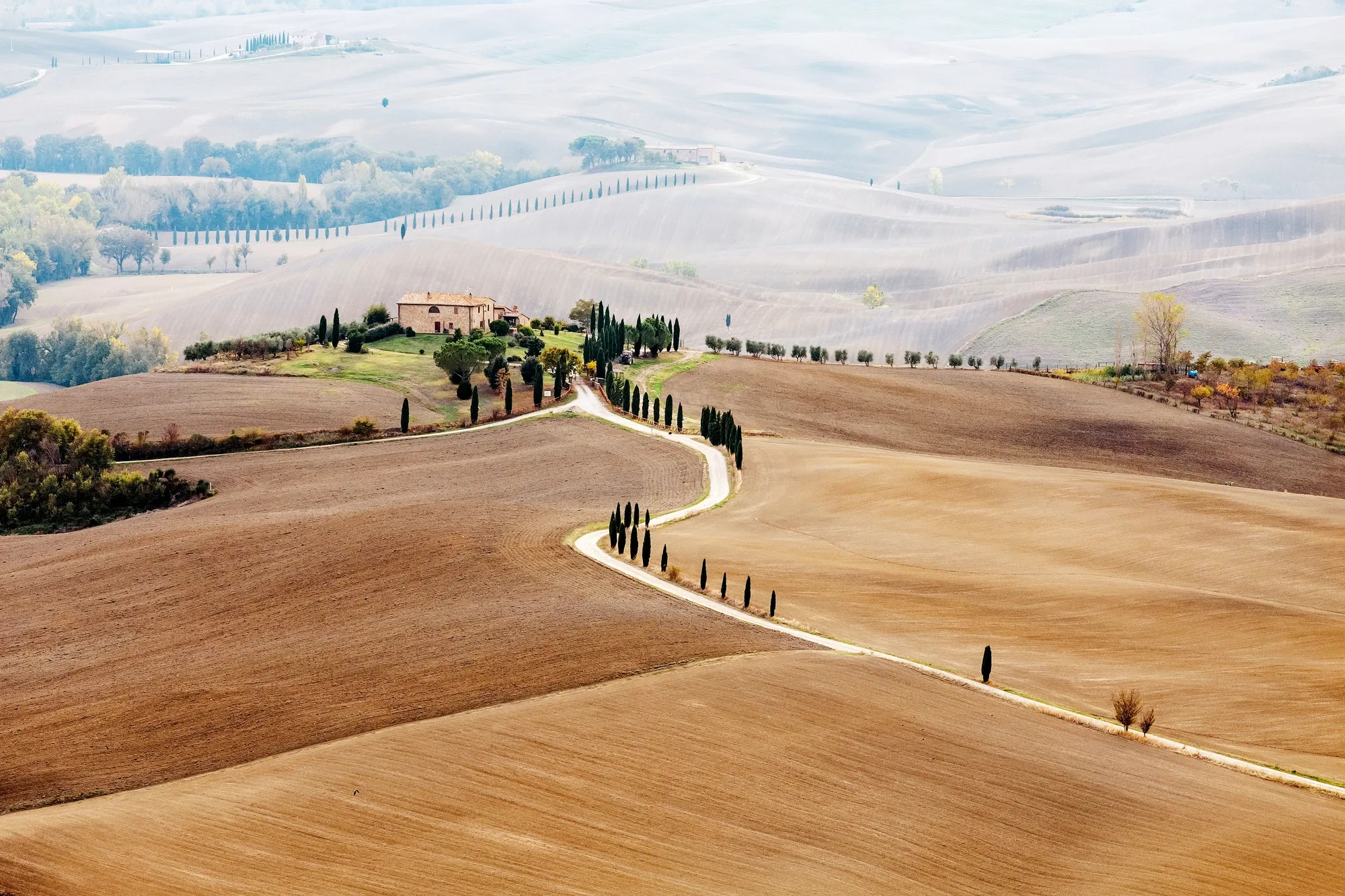 Photo of Italian landscape with a villa in the background