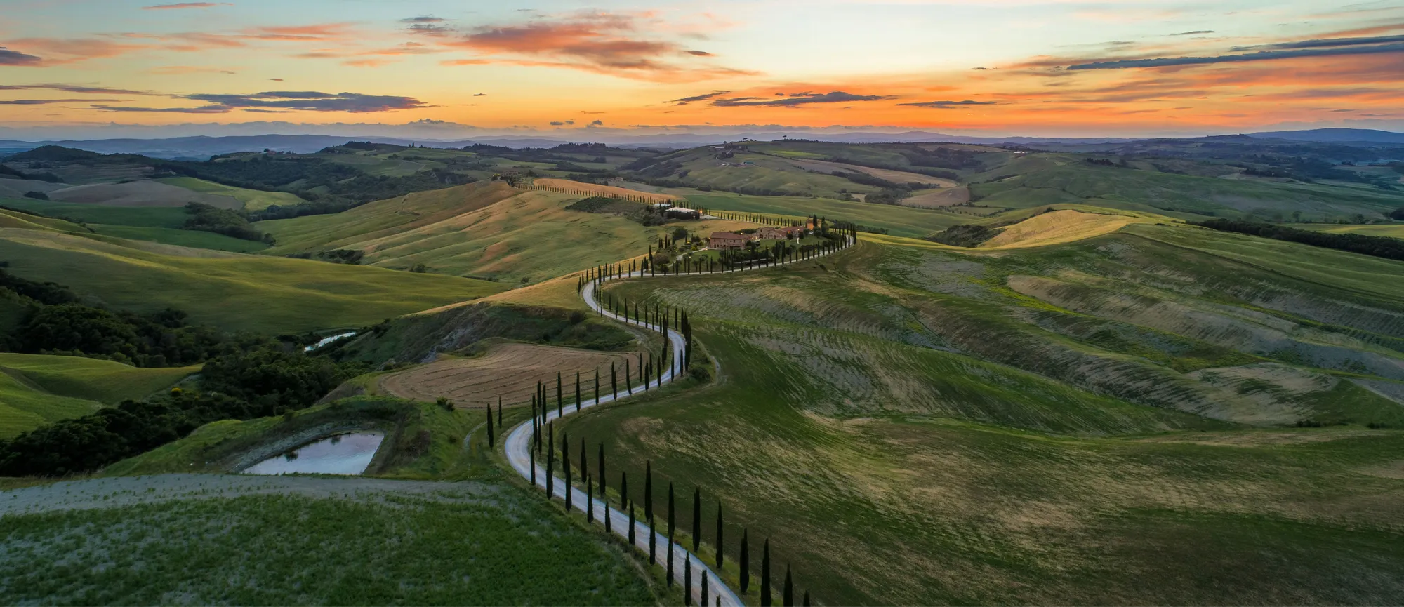 Photo of Italian landscape with a villa in the background