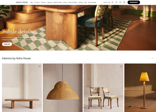 Soho Home website screenshot