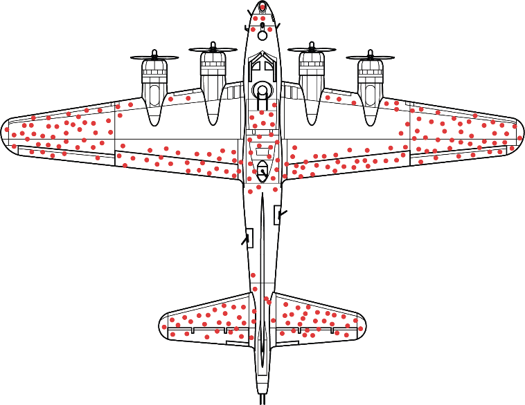 Bomber damage mapped for statistical analysis