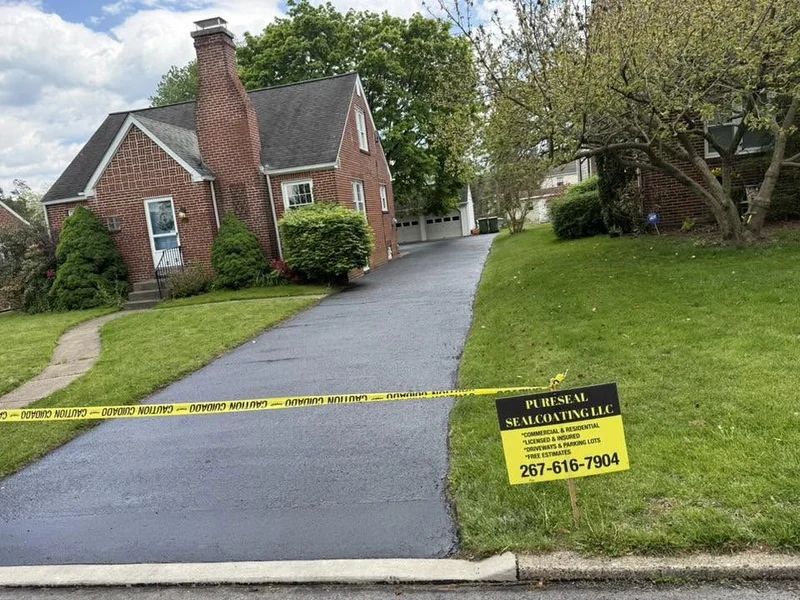 Long driveway restoration after PureSeal sealcoating