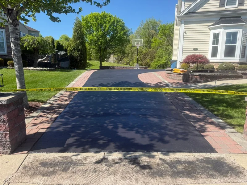 Residential driveway after PureSeal sealcoating