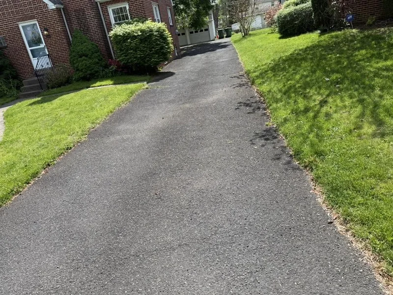 Long driveway restoration before PureSeal sealcoating