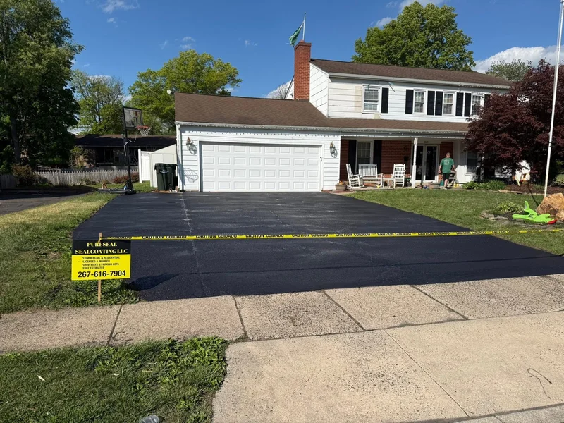 Townhome driveway sealcoating after PureSeal sealcoating