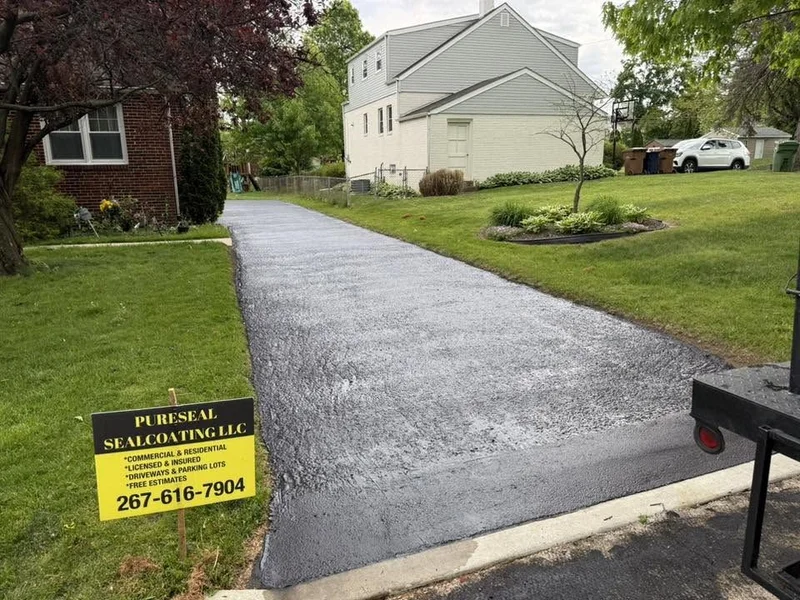 Double-wide driveway sealcoating after PureSeal sealcoating