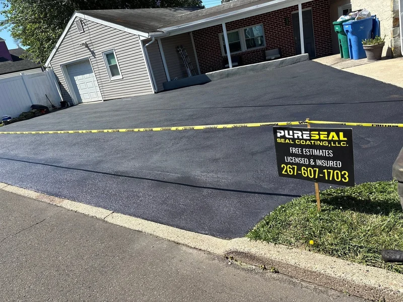 Courtyard driveway sealcoating after PureSeal sealcoating