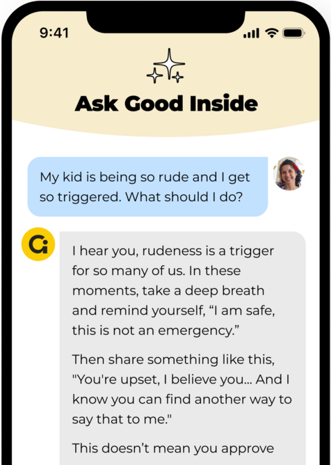 Image of "Ask Gi" chatbot on a mobile phone