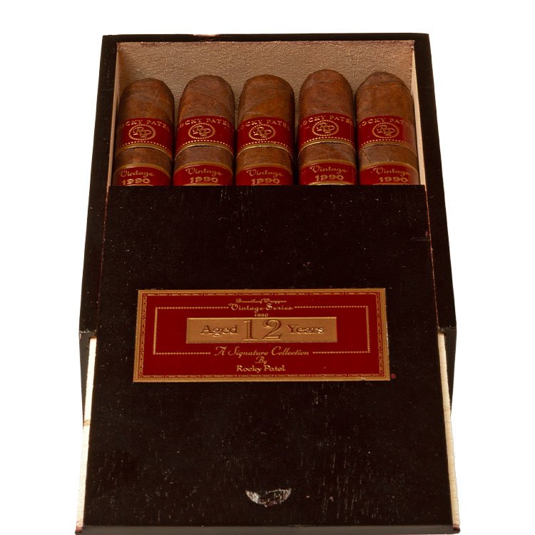 box of rocky patel vintage 1990 robusto cigars