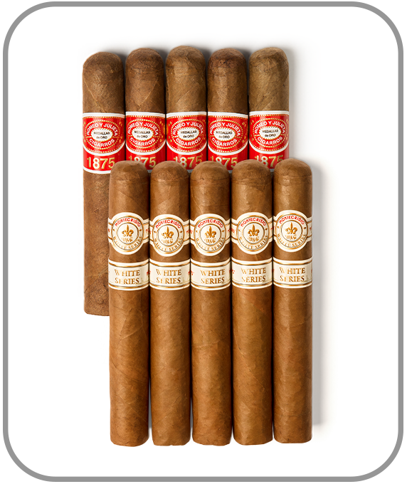 five montecristo white toro cigars and five romeo y julieta 1975 bully cigars