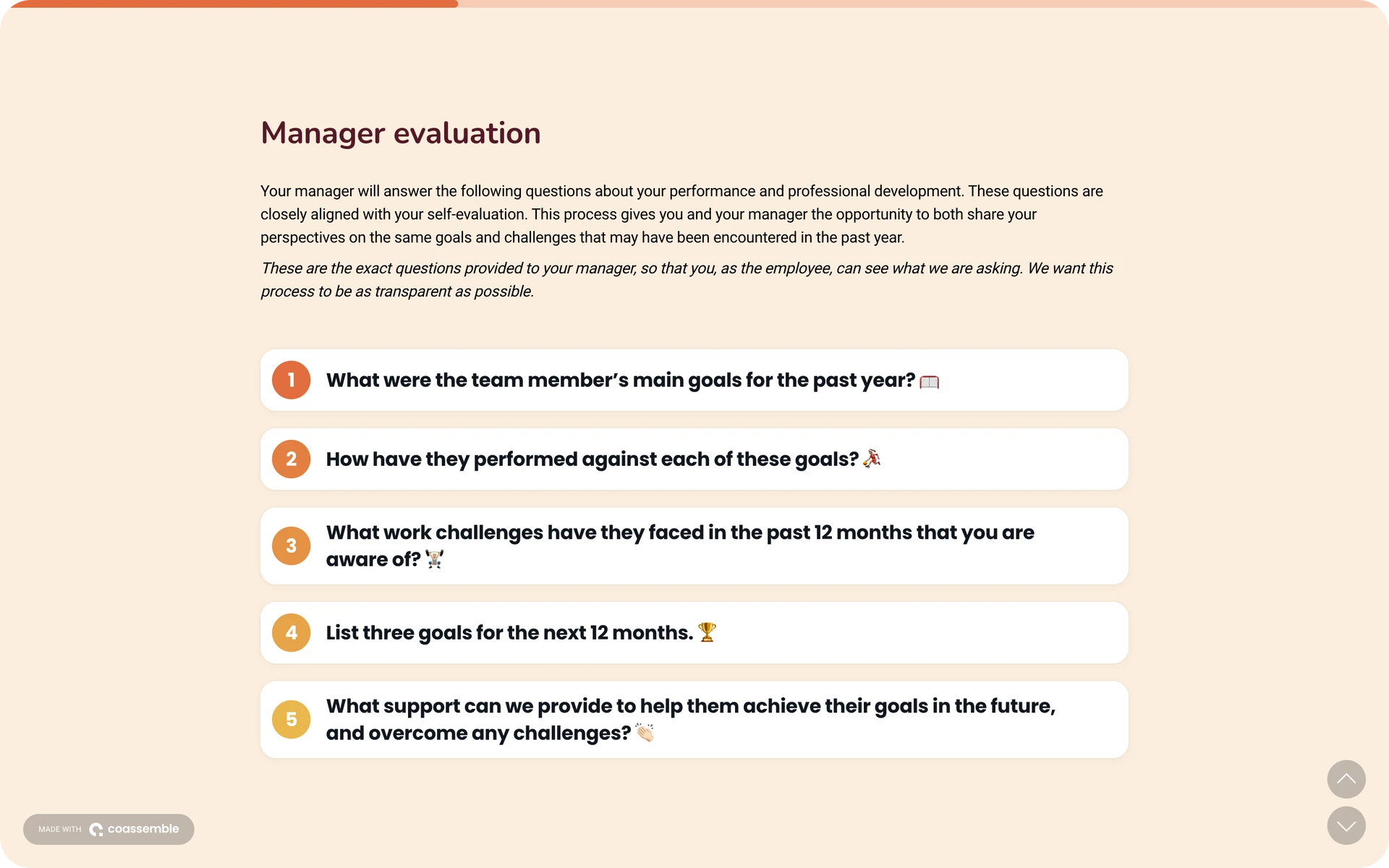 Employee performance review template
